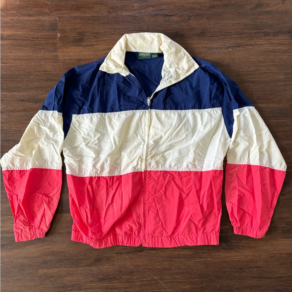 Vintage American Eagle 80’s/90’s Red White and Blue Windbreaker w/ Hidden hood